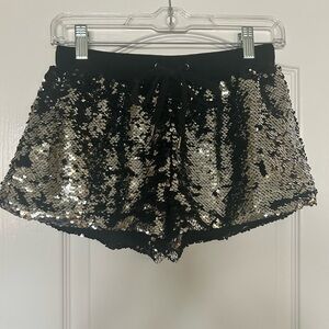 Silver and Black Mermaid Sequined Shorts